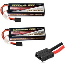 2 pack VANT 6200mAh 2S 7.4 100C LiPo Battery FITS Traxxas PLUG SLASH RUSTLER 4X4 picture
