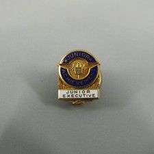 Junior Achievement Executive Pin Vintage Gold Filled Enamel Screw Back 1/2