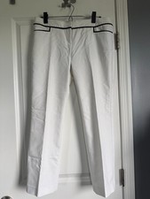 Express Columnist Pants White Black Contrast Piping Trim Dress Trousers Size 8S  picture