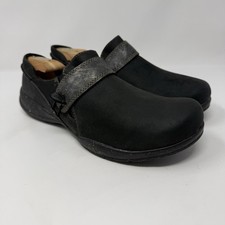 Clarks Roseville Dot Women’s 9.5 M Black Nubuck Leather Mary Jane Clog Shoes picture