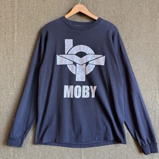 Vintage 90s Moby Electronic Techno Long Sleeve Blue Grape Shirt Sz Large picture
