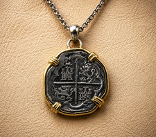 Urca de Lima Style Coin Pendant Solid 925 Silver 18K Gold Plated Bezel 40mm picture