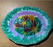 Large 19th C Majolica Begonia Leaf Platter picture