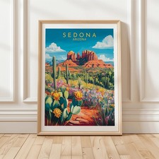 Sedona Arizona Red Rocks Travel Poster, Vibrant Desert Landscape Art Print picture