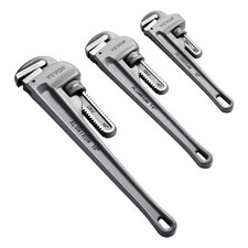 VEVOR 3PCS Aluminum Straight Pipe Wrench Set 10/14/18 in Plumbing Wrench CRV Jaw picture