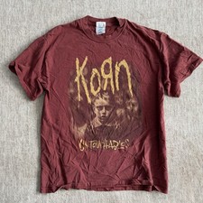 Vintage 2002 Korn Untouchables T Shirt Large Burgundy M&O Knits Y2K Nu Metal picture