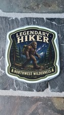 Bigfoot Legendary Hiker Sticker | Retro Badge | Waterproof | (3x3 Inch) picture