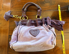 Juicy Couture Purple Satchel Top Handle Bag Gold Hardware Bow Bag Charm Zip picture