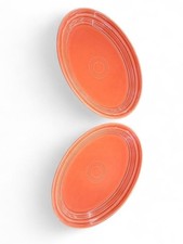 2 VTG Fiesta Orange Oval Serving Plates 9.5