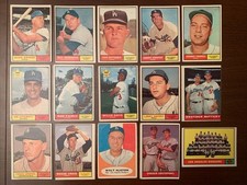 1961 Topps MLB Baseball LA Dodgers(15)Card Lot/Koufax/Drysdale/Snider+High+Lo #s picture
