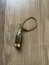 Vintage Coca-Cola Gold Tone Bottle/Key Chain Mini Coke Soda Pop 1980’s Metal picture