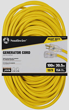 Southwire 100ft 12/3 125V 15A Yellow Heavy Duty Outdoor Generator Cord picture