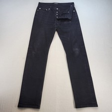 A.P.C. Jean New Standard Mens 31 Black Slim Straight Stretch Button Fly Denim picture