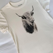 Pretty Rebel Highland Cow Graphic T-Shirt Cream Western GV2579RX4334 Womens M picture