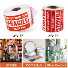 2x3 3x5 Fragile Stickers 500/Roll 