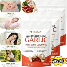 1-20x Resilia Garlic Extract 600mg Softgels(60 Count) Odorless Aged Garlic Extra picture