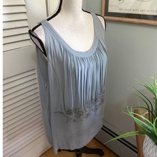 Dries Van Noten Top Womens 42 US 42 Gray Silk Beaded Sheer Tunic Quiet Luxury picture