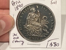 Peru 1890 Un Sol Unc Cleaned picture