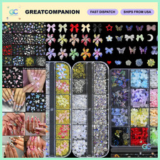 3D Flower Nail Art Charms, Colorful Bow & Pearls, Flatback Rhinestones, DIY Kit picture