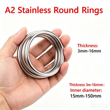 Metal O Ring 15-150mm Heavy Duty Solid Round Rings Welded Smooth A2 Stainless picture