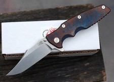 Hinderer Eklipse 3.5 Bowie CPM20CV Blue/Red Micarta Titanium Frame Lock Knife picture
