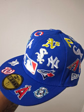 New Era 59FIFTY Fitted MLB Logo Patch Blue Cap Hat Size 7 1/4 picture