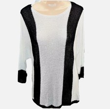 Chicos Long Black and White Sweater Size 1 Womens Size 8 picture