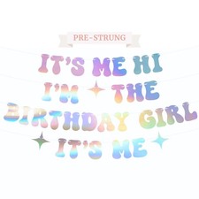 Pre-Strung It's Me Hi I'm The Birthday Girl 5 inches x 8 feet, Iridescent picture
