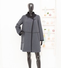 Oleana Wool Coat A-Line Grey Black Shawl Collar Autumn Winter Jacket Women's S picture