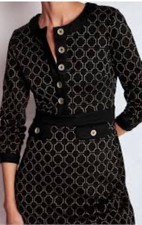 Boden Lavinia Black Button Detail Ottoman Shift Work Dress - Size 14 picture