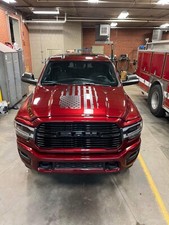 Hood GRAPHIC TATTERED American Flag compatible with Dodge Ram FORD CHEVY  . SALE picture