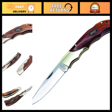 Classic Gentleman Pocket Folding Knife - Handcrafted Cocobolo Wood, 440 Steel Bl picture