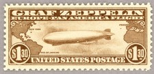 US Scott#C14 XF OG VVLH 1930 $1.30 Graf Zeppelin, wide margins , no faults picture