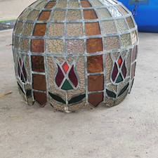 Tiffany Style Stained Glass Dome Pendant Light Shade Hardwired Indoor Brown picture