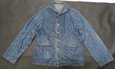 VTG 40s DENIM WW2 US WWII NAVY SHAWL COLLAR JACKET LAUREL BUTTON MENS CHORE USN picture