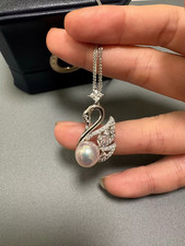 gorgeous 10mm south sea round white pearl pendant 925s +chain(sp) picture