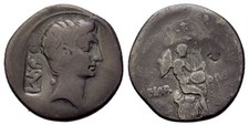 Octavian Augustus AR Denarius Vespasian IMP VES Countermark RIC 257 picture