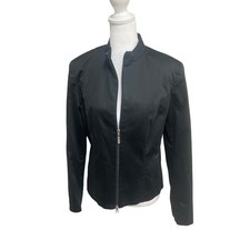 The Limited Stretch Jacket Women Black Mock Neck Sz M Zip Up Minimalist Office picture