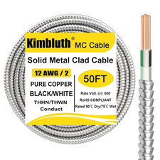 12/2 Metal Clad Cable with Ground 50Ft, 12 Gauge Electric Wire with Aluminum picture