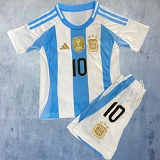 2022 Argentina National Team Kids Retro Soccer Kit - Lionel Messi Edition picture