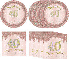 40 PCS 40Th Birthday Decorations for Women 40Th Birthday Plates and Napkins Set picture