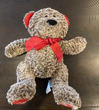 Animal Adventure Teddy Bear Plush Stuffed Animal Brown Tan Red Bow Heart Footpad picture