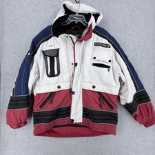 Vtg Descente Ski Jacket Men Large Red Blue Reflective Colorblock Heavy Hong Kong picture