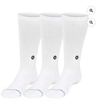 Stance Men's White Crew Socks 3 Pairs Size L Mid Calf Solid Casual Full Toe picture