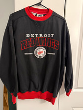 Vintage Lee Sport Detroit Red Wings NHL Hockey Crewneck Sweatshirt Black/Red picture