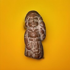 Rare Early Century 3” Carved Stone Girl Match Striker Primitive Rustic France picture