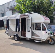 Electric Mini RV Motorhome, Three Wheel Trailer WithBedroom Kitchen Solar Panels picture