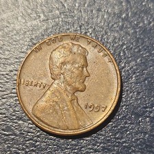 1957 No Mark Lincoln Wheat Small Cent Copper 0921-145 picture