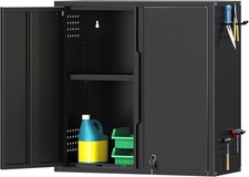 Wall-Mounted Metal Storage Cabinet with 2 Doors and Adjustable Shelf for Garage picture