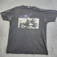 Vintage Aerosmith Shirt Mens Large Black Pump Truck Graphic Rock Band 90s picture